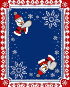 Whimsical Snowman Snowflake Red Border Rug