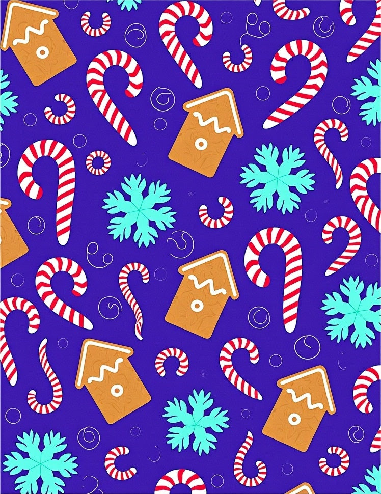 Blue Gingerbread Candy Cane Snowflake Collection Rug