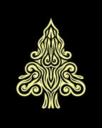 Pale Yellow Tribal Tree Swirls Rug