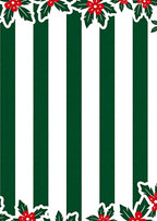 Classic Green White Holly Stripes Rug