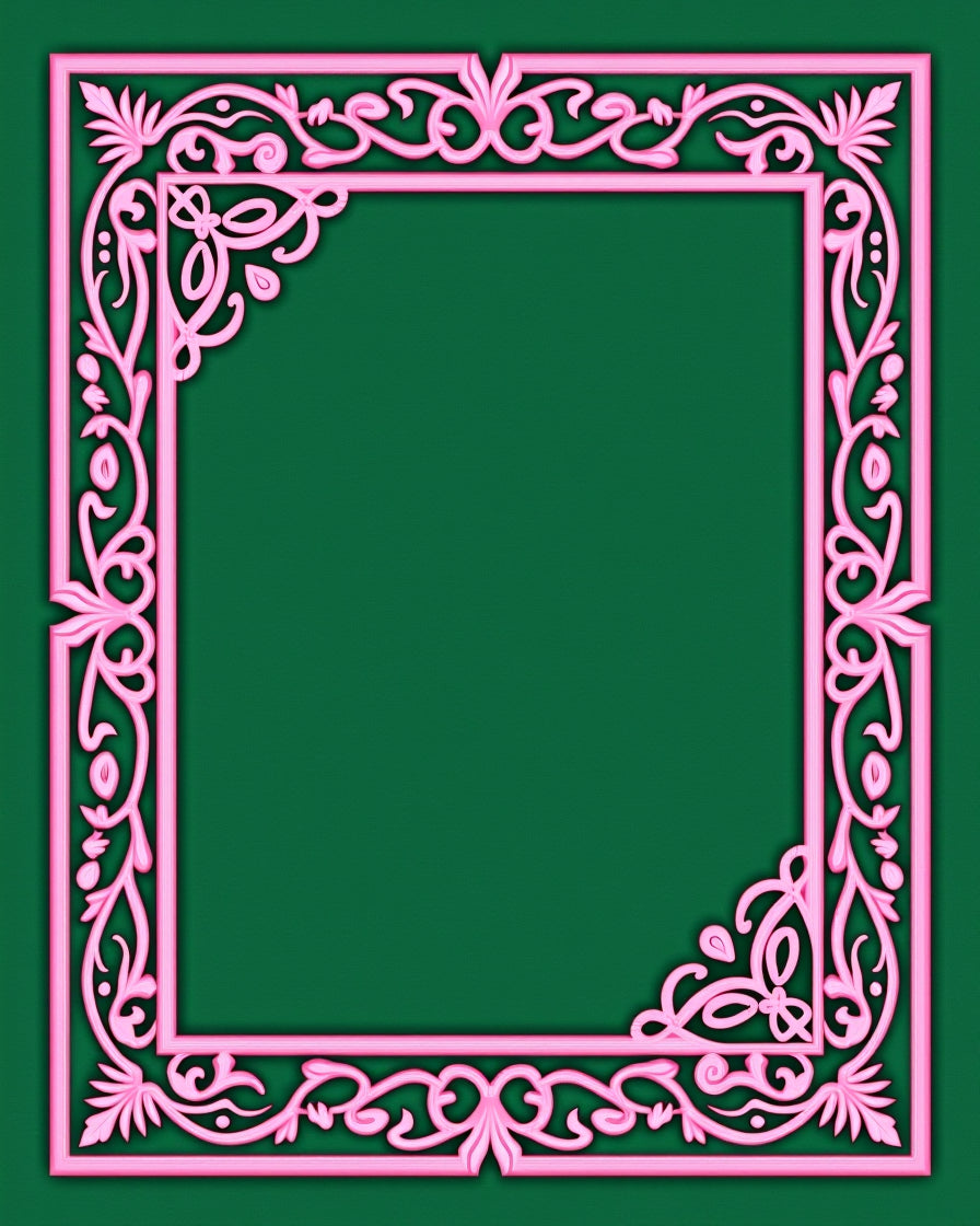 Light Pink Ornate Floral Scroll Border Rug
