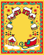 Whimsical Winter Village Sleigh Scene Rug