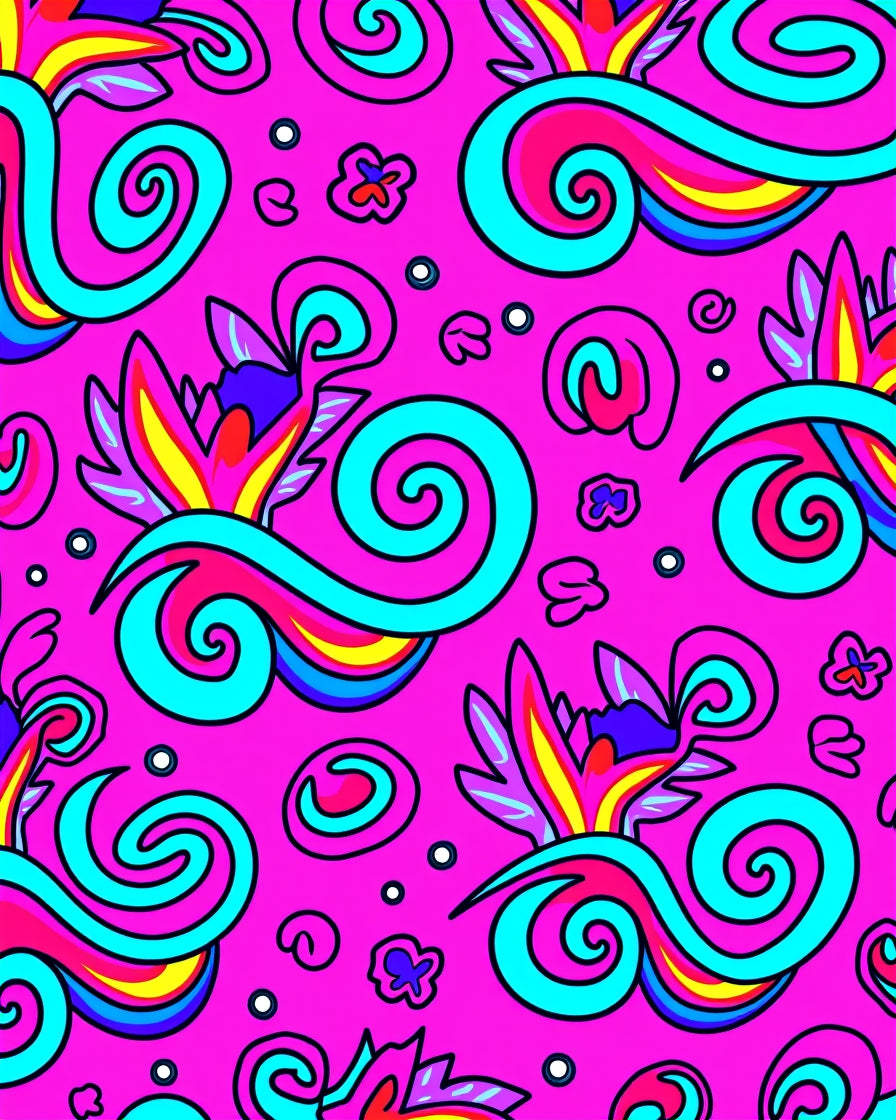 Vibrant Pink Psychedelic Swirl Flower Rug