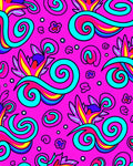 Vibrant Pink Psychedelic Swirl Flower Rug