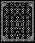 Black White Scattered Floral Border Rug