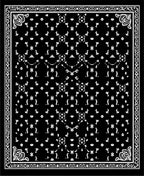 Black White Scattered Floral Border Rug