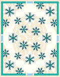 Teal Snowflake Medallion Cream Border Rug