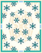 Teal Snowflake Medallion Cream Border Rug