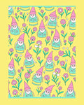 Whimsical Pink Gnome Floral Garden Rug