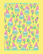 Whimsical Pink Gnome Floral Garden Rug