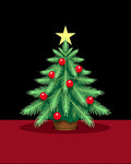 Green Pine Star Red Ornament Tree Rug