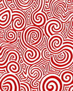 Vibrant Red Swirl Geometric Collage Rug