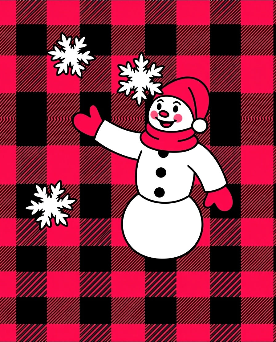 Red Buffalo Plaid Snowman Snowflakes Rug