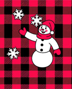 Red Buffalo Plaid Snowman Snowflakes Rug
