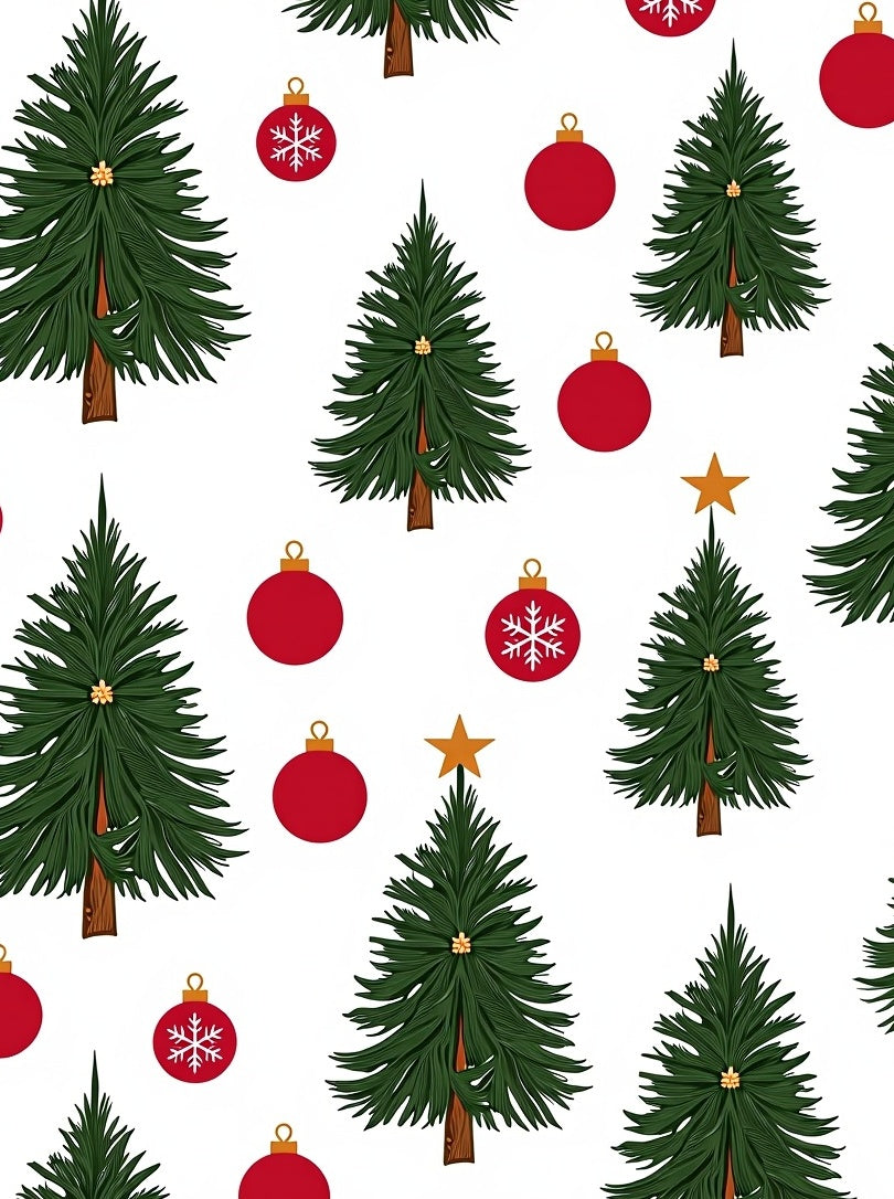 Green Christmas Tree Red Ornament Star Rug