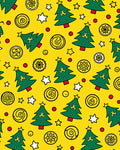 Yellow Christmas Trees Stars Circles Rug