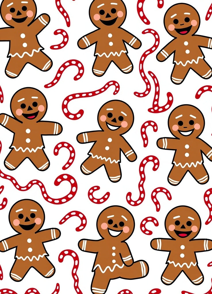 Christmas Gingerbread Man Candy Cane Background Rug