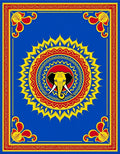Bold Blue Yellow Red Elephant Mandala Rug
