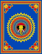 Bold Blue Yellow Red Elephant Mandala Rug