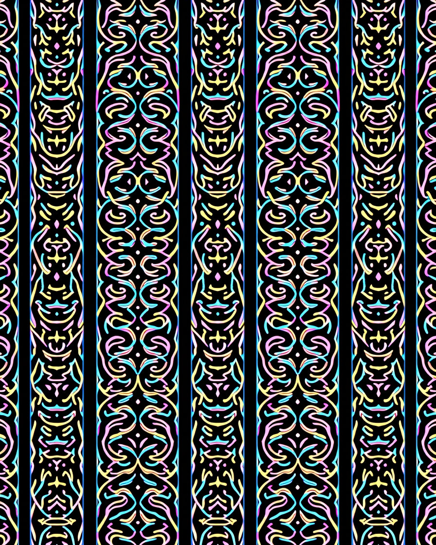 Pastel Colored Ornate Stripe Rug