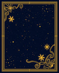 Deep Blue Golden Starry Night Border Rug