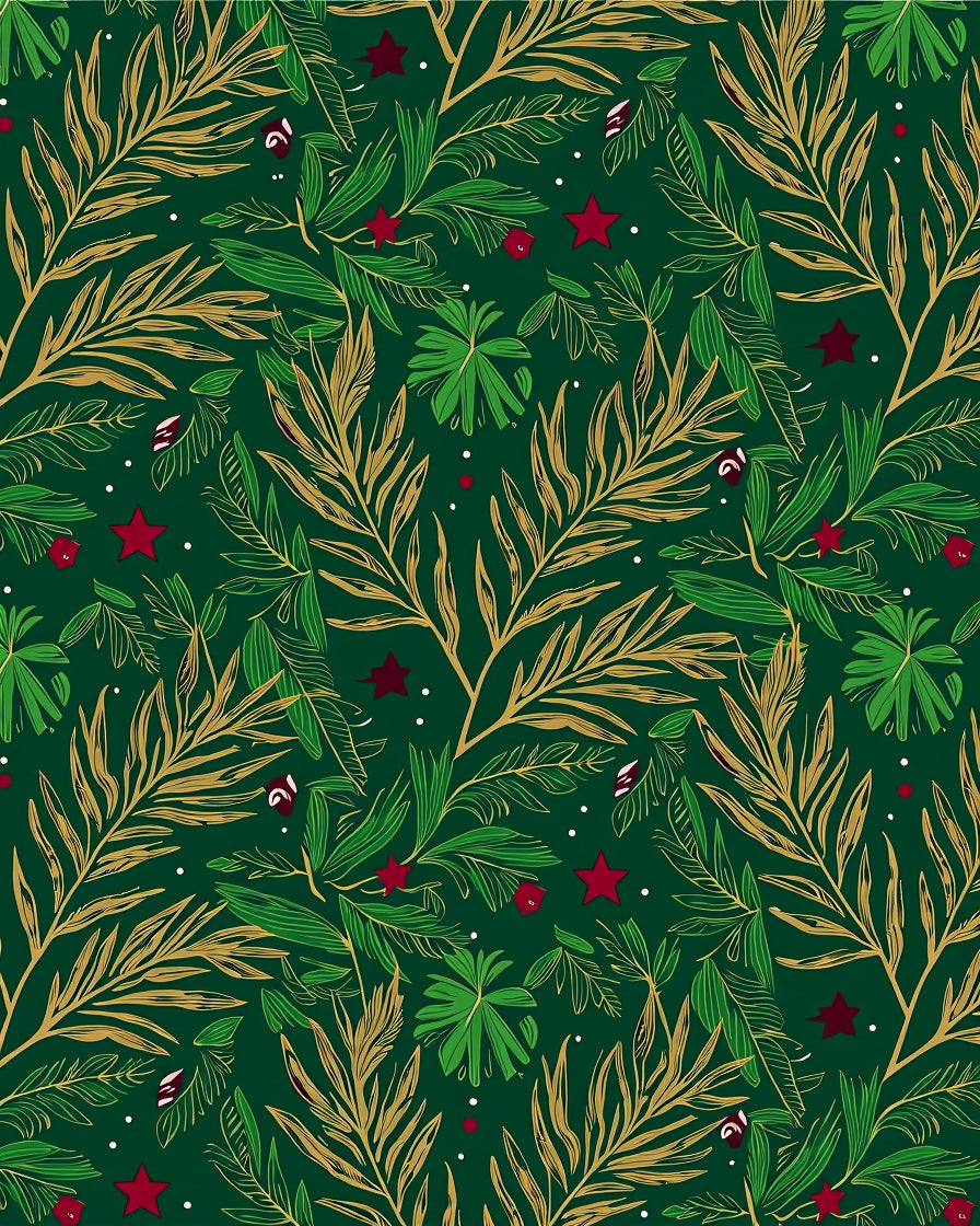 Emerald Green Festive Foliage Stars Rug