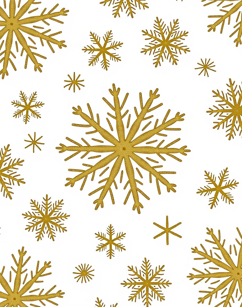 Golden Snowflakes Scattered Across White Rug