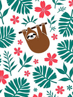 Whimsical Sloth Floral Jungle Rug
