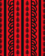 Bold Red Black Vertical Trees Border Rug