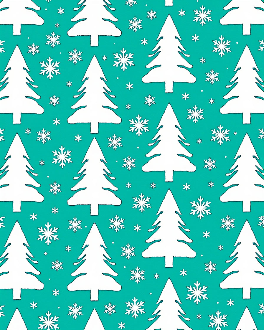 White Christmas Trees And Snowflakes Rug