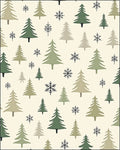 Creamy Beige Pine Wreath Snowflakes Rug