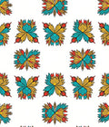 Vibrant Teal Gold Butterfly Motif Rug