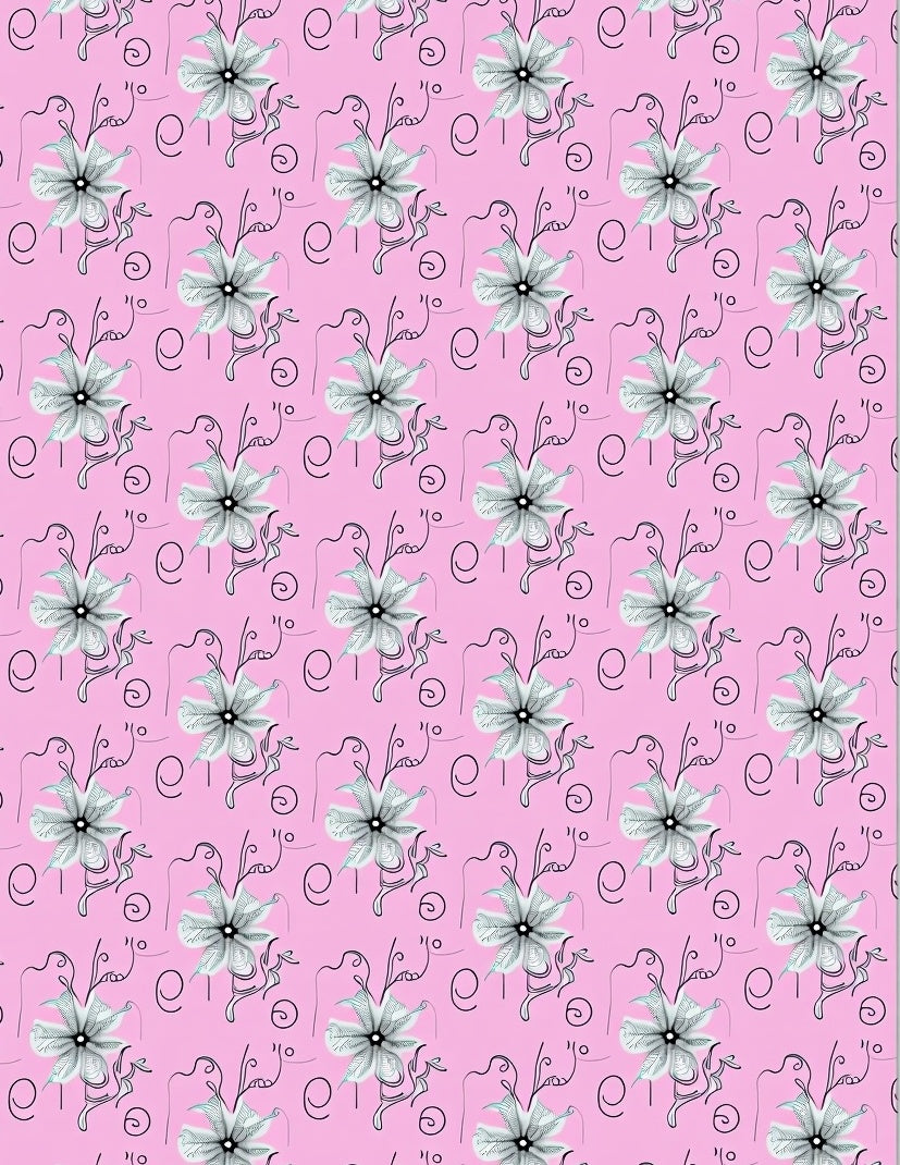 Pink White Floral Swirl Garden Rug