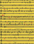 Black Music Notes Yellow Harmony Rug