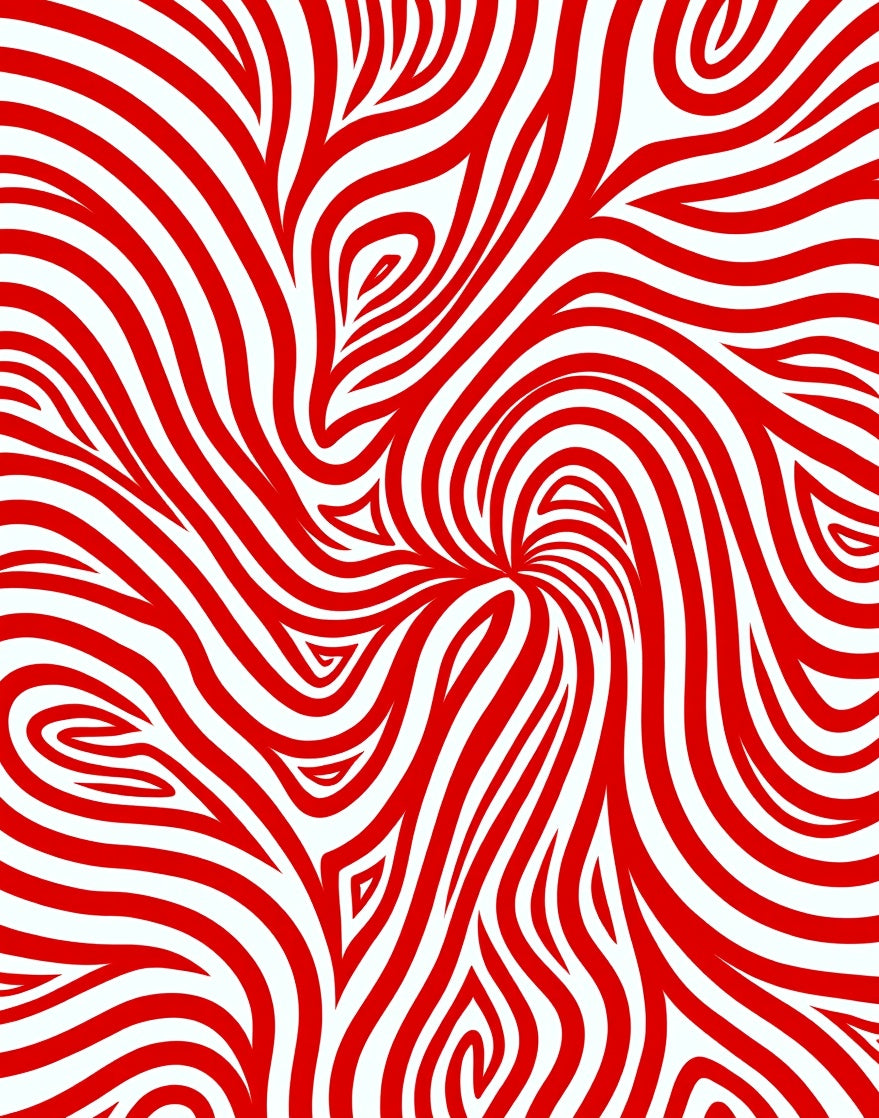 Bold Red Swirl Abstract Curve Rug