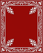 Crimson White Floral Scroll Border Rug