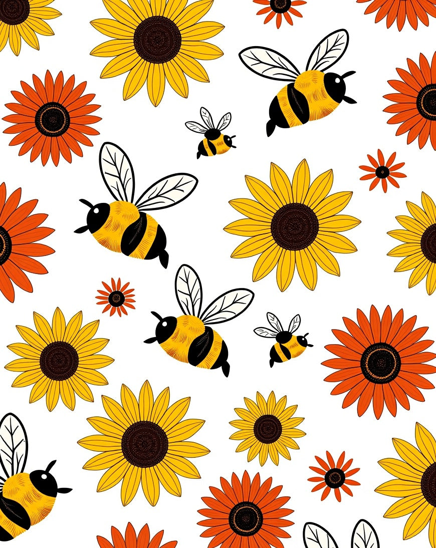 Sunshine Yellow Orange Bee Flower Rug