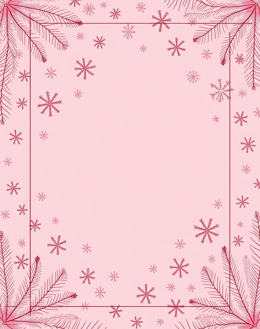 Crimson Snowflake Pine Border Rug