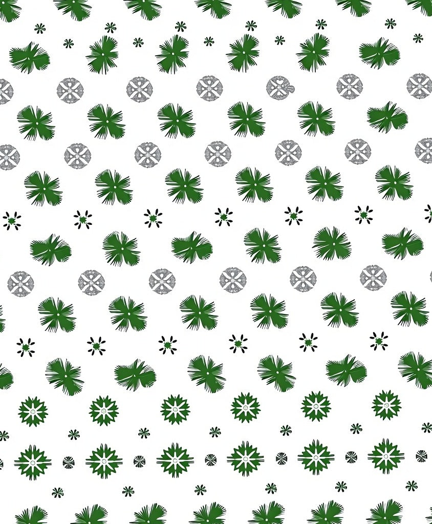 Green Palm Frond Medallion Collage Rug