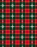 Classic Red Green Plaid Snowflakes Rug