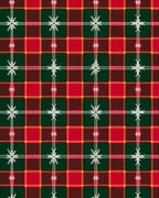 Classic Red Green Plaid Snowflakes Rug