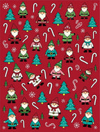 Festive Gnome Christmas Candy Cane Trees Rug