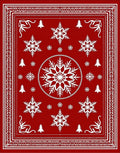 Festive Red Snowflake Christmas Scene Rug