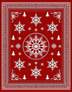 Festive Red Snowflake Christmas Scene Rug