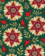 Crimson Cardinal Floral Garden Rug