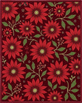 Vibrant Red Floral Botanical Medley Rug