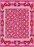 Pink Red Abstract Geometric Border Rug