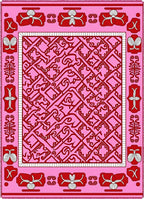 Pink Red Abstract Geometric Border Rug