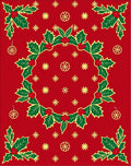 Festive Holly Wreath Red Christmas Rug