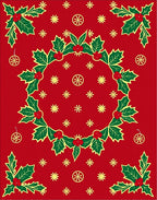 Festive Holly Wreath Red Christmas Rug